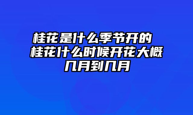 桂花是什么季节开的 桂花什么时候开花大概几月到几月