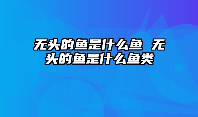 无头的鱼是什么鱼 无头的鱼是什么鱼类