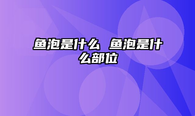 鱼泡是什么 鱼泡是什么部位