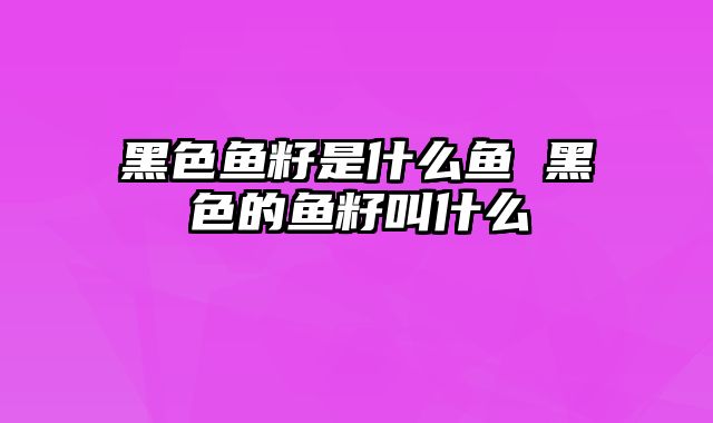 黑色鱼籽是什么鱼 黑色的鱼籽叫什么