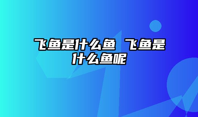 飞鱼是什么鱼 飞鱼是什么鱼呢