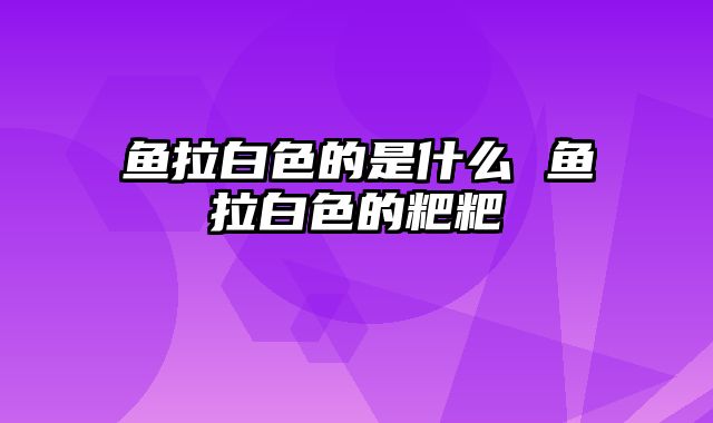 鱼拉白色的是什么 鱼拉白色的粑粑