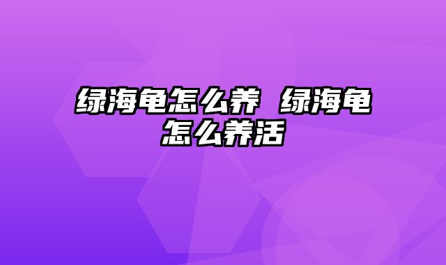 绿海龟怎么养 绿海龟怎么养活