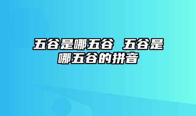 五谷是哪五谷 五谷是哪五谷的拼音