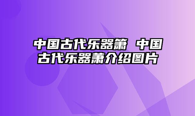 中国古代乐器箫 中国古代乐器萧介绍图片